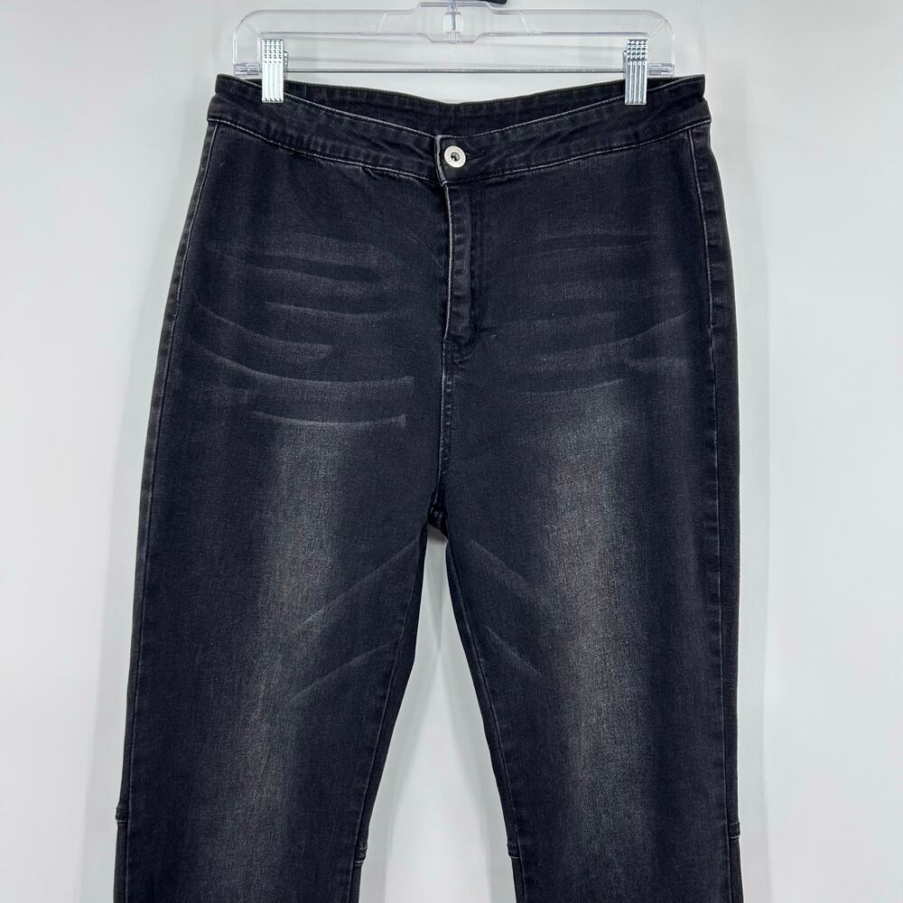 Anna-Kaci Flare Leg Bell Bottom Jeans Black High Rise Waist Womens Size XXL - Picture 4 of 10